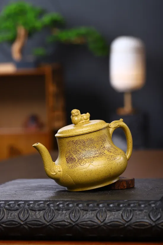 紫砂壺 獅龍 國家級工藝美術師徐六明手作原礦黃金段 2