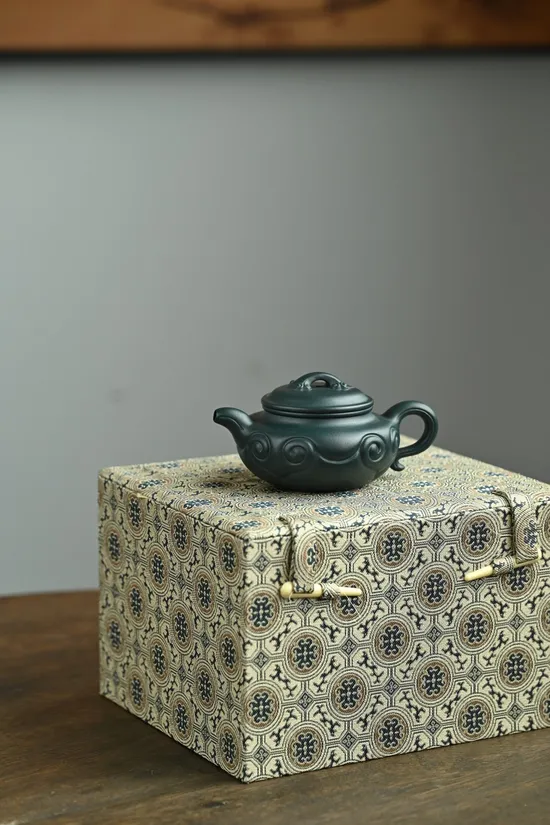 手工紫砂壺 仿古如意 綠泥收藏 1