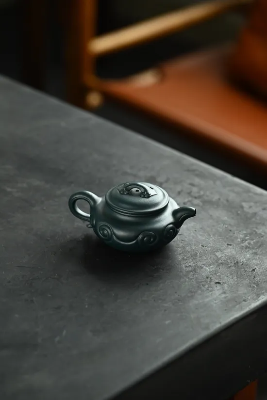 手工紫砂壺 仿古如意 綠泥收藏 2