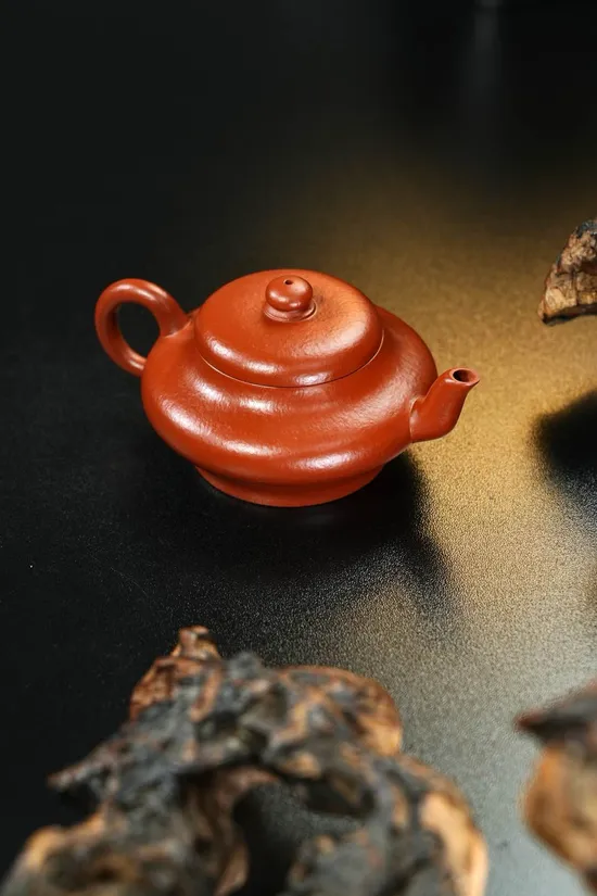 紫砂壺虛扁摹古器原礦朱泥110cc七孔 1