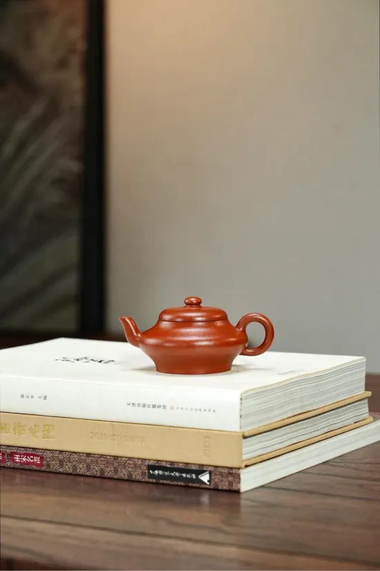 紫砂壺虛扁摹古器原礦朱泥110cc七孔 2