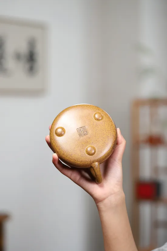 紫砂壺石瓢款原礦虎皮金砂手工製作 1