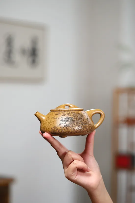 紫砂壺石瓢款原礦虎皮金砂手工製作 2