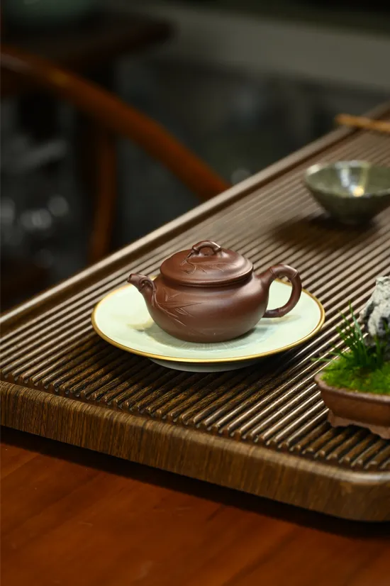 紫砂壺手工製作 竹韻獨家紫泥220cc 2