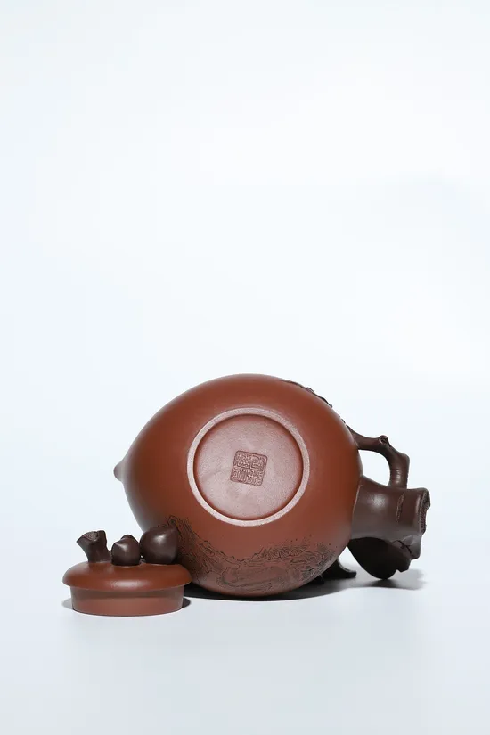 紫砂壺壽桃款高工姚華君原礦底槽清40cc收藏級茶具 2