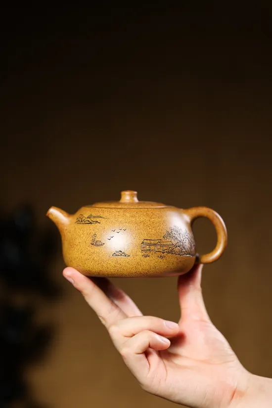紫砂壺收藏級矮井欄強 黃金砂古龍窯柴燒 2