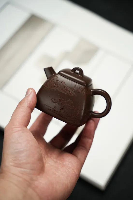 浩然四方紫砂壺頂級老紫料手工製作 2