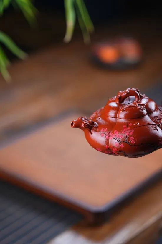 紫砂壺邵方軍上合梅朱泥大紅袍手工製作 2