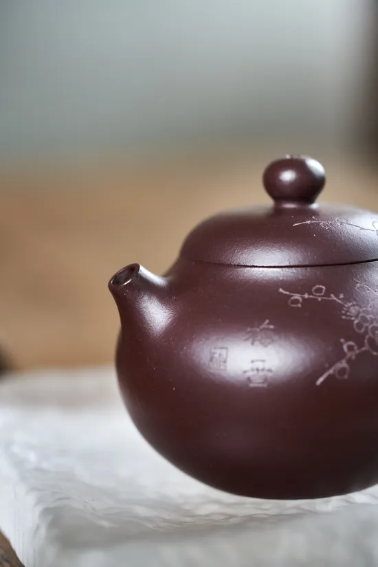 文旦紫砂壺原礦石紅料150cc蔣榮生製作 2