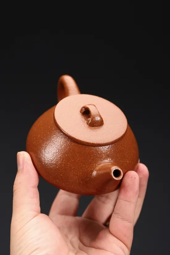 紫砂壺平蓋石瓢冷金黃210cc儲棟平手工製作 1