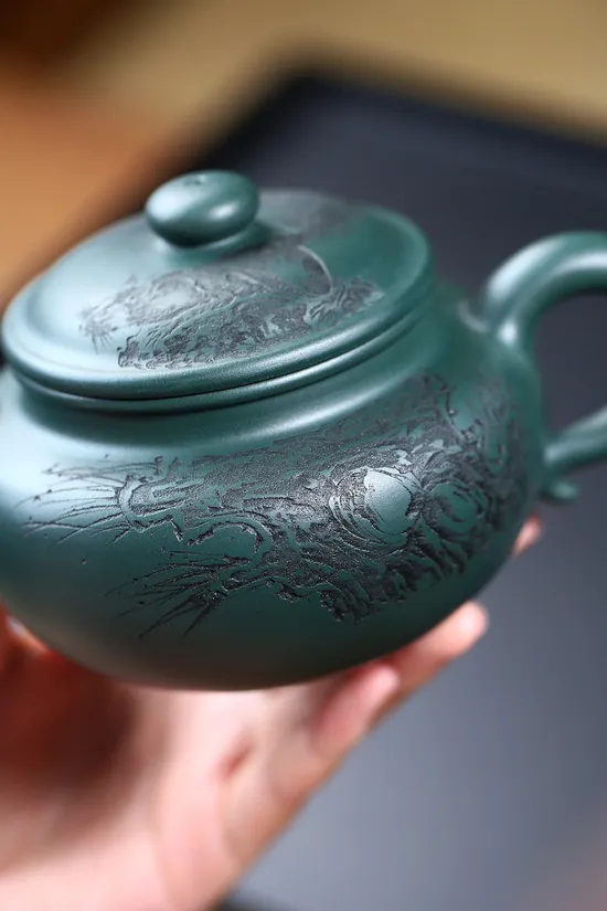 紫砂壺高工佳作【仿古】原礦老綠泥500cc 1