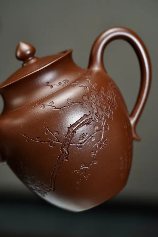 紫砂壺鳳舞全手工255cc文革老紫正宗潤澤 1