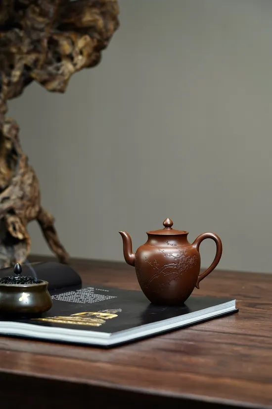 紫砂壺鳳舞全手工255cc文革老紫正宗潤澤 2