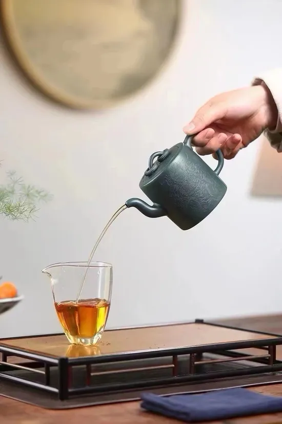 雙圈紫砂壺 綠泥手工製作 茶藝收藏首選 2