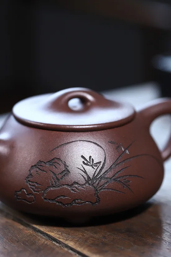 紫砂壺滿瓢 鮑玉華親製 李瑋刻繪 經典雅器 1