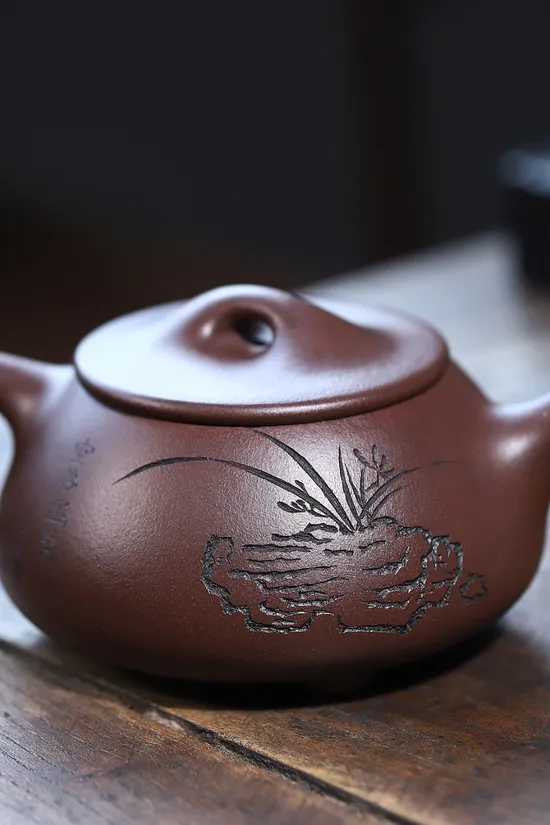 紫砂壺滿瓢 鮑玉華親製 李瑋刻繪 經典雅器 2