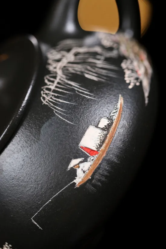 楊軍保老師獨釣寒江雪石瓢紫砂壺 2