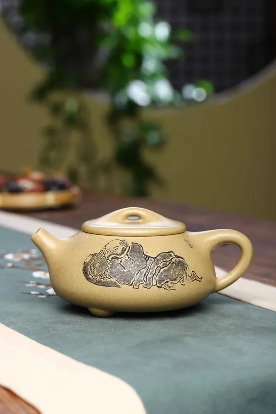 紫砂壺景洲石瓢名家吳國政手工製作 2