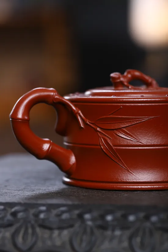 紫砂壺竹段高工佳作原礦大紅袍240cc楊紅偉手工製作 1