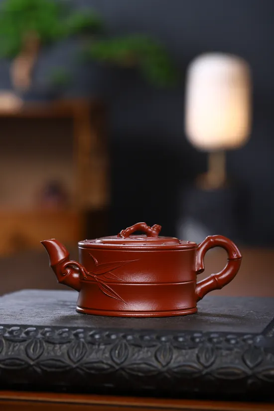 紫砂壺竹段高工佳作原礦大紅袍240cc楊紅偉手工製作 2