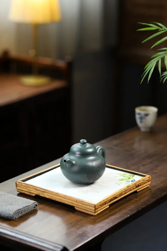 紫砂壺柿圓220cc高工姚華君手作泥料國大師刻繪 2