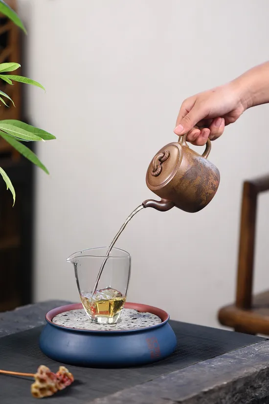 紫砂壺雙圈工藝美術師鮑玉華原礦虎皮金砂高溫退火270cc 1