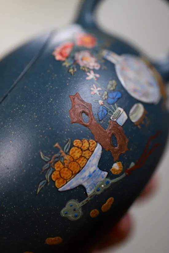 任瑞華琺琅彩西施紫砂壺330cc高品質手工製造 2