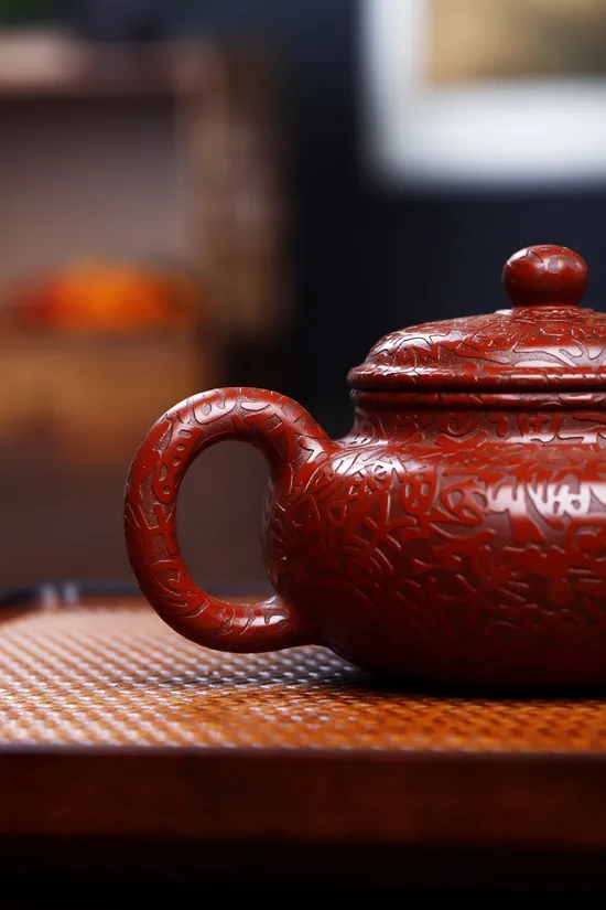 紫砂壺徐六明手工精製260cc稀有雞血大紅袍泥 1