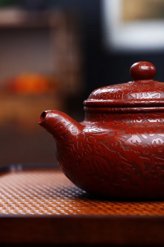 紫砂壺徐六明手工精製260cc稀有雞血大紅袍泥 2