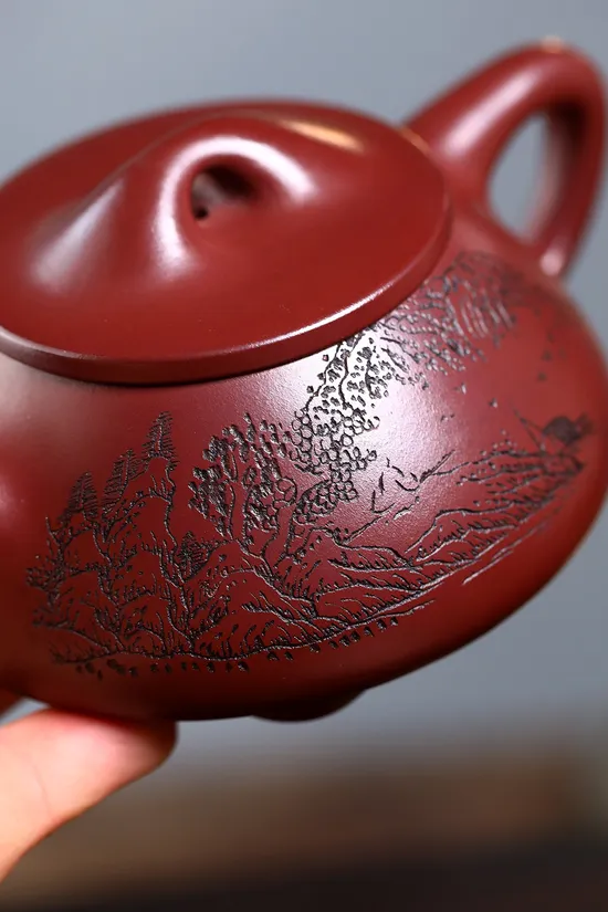 紫砂壺景舟石瓢原礦龍血砂手工製作 1