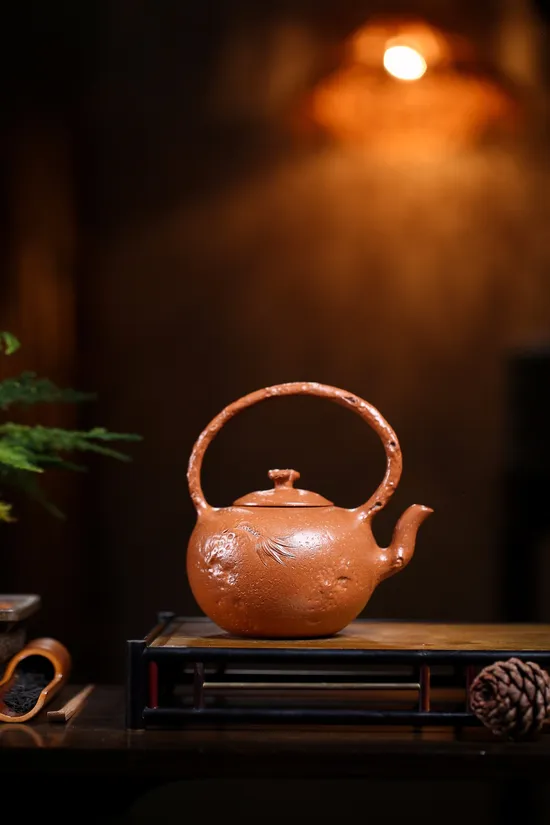 紫砂壺供春提樑 朱維平手工製作 原礦老段泥 1