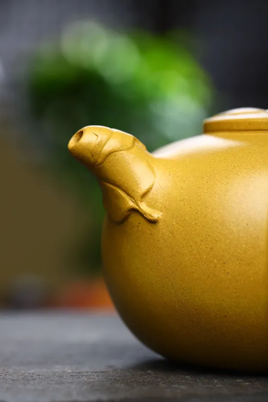 紫砂壺柿圓壺 徐六明手工精製 原礦黃金段泥 2