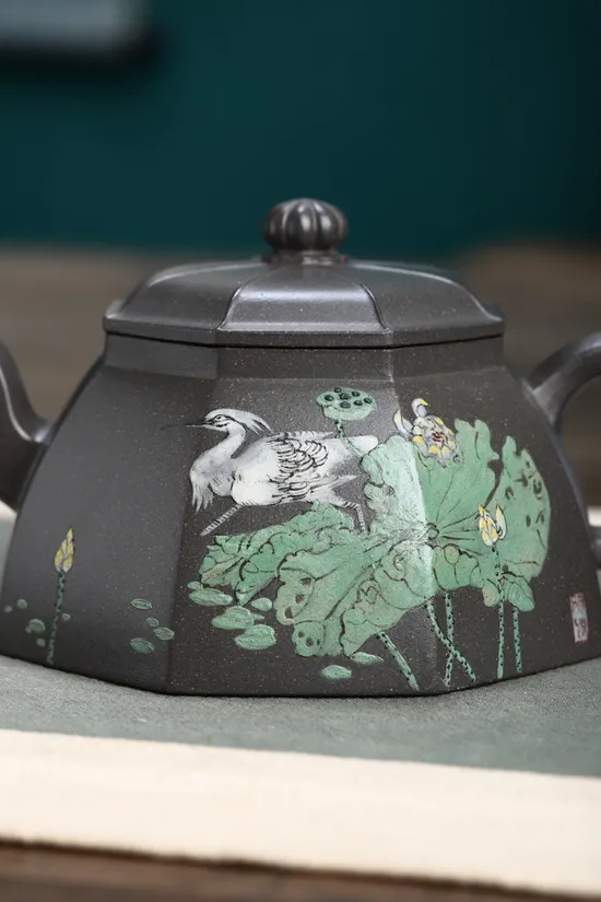 紫砂壺高工佳作八方魚罩原礦老天青手工製作 1