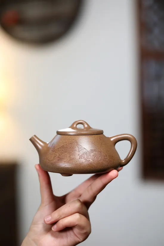 紫砂壺石瓢雙工藝品原礦老段泥泡茶利器 2