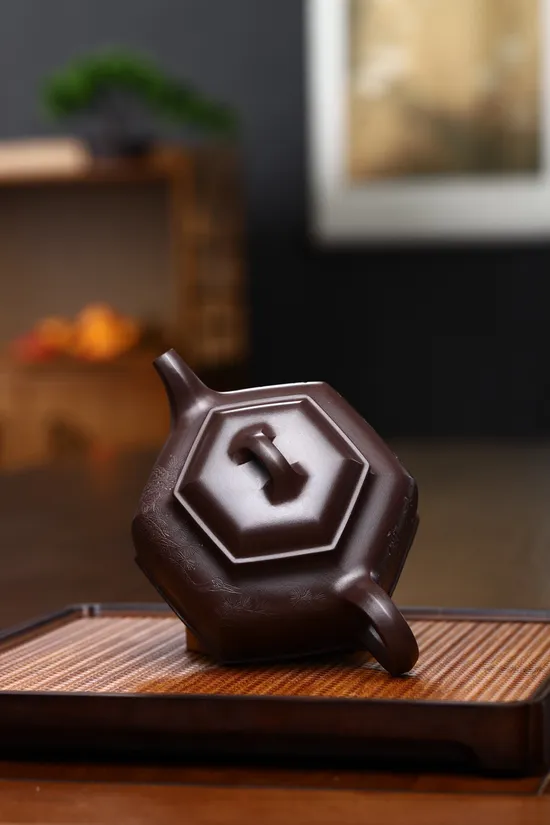 六方坦然紫砂壺 紫泥老料手工製作 1