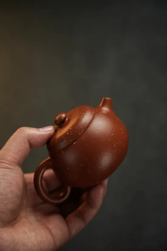 紫砂壺文旦全手工180cc原礦朱泥料金砂隱現 2