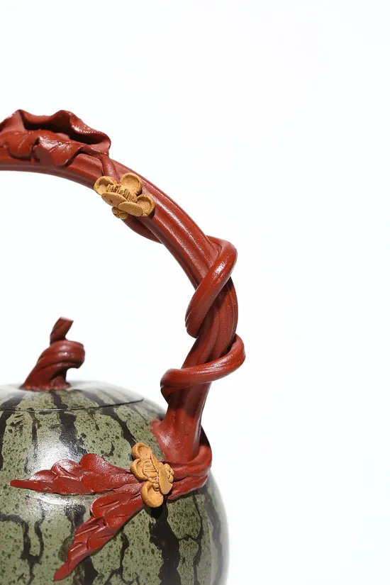 紫砂壺高工姚華君西瓜提樑原礦紫泥540cc 2