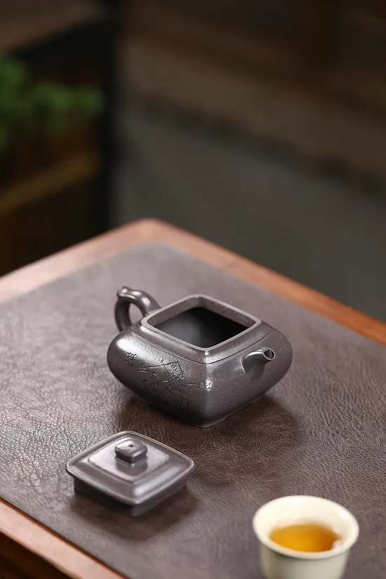 紫砂壺四方傳爐天青泥手工製作收藏佳品 1