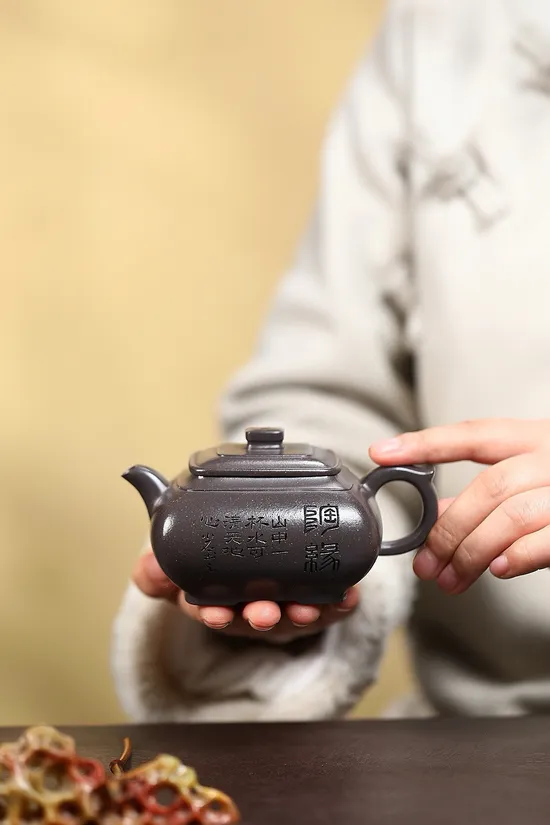 紫砂壺四方傳爐天青泥手工製作收藏佳品 2