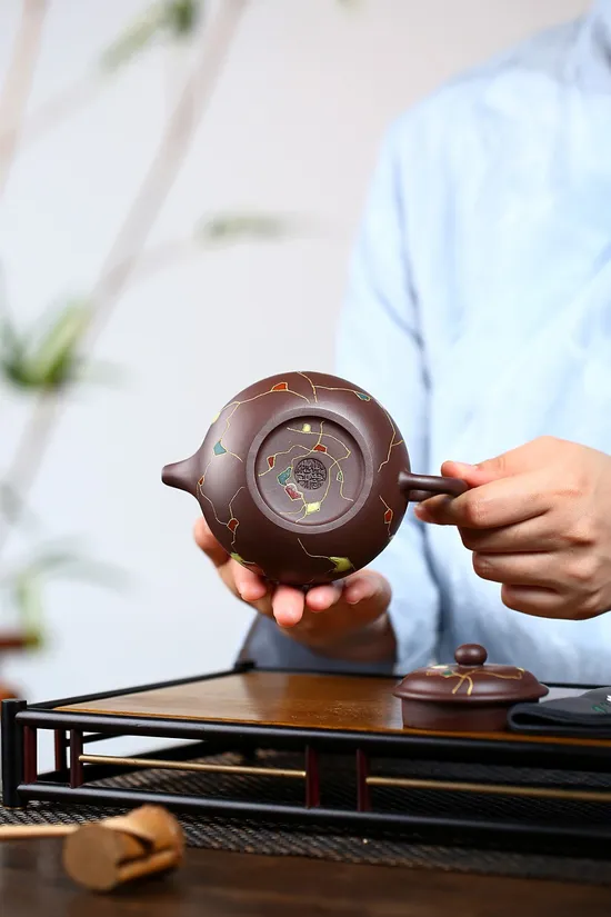 紫砂壺 仿古 鮑玉華工藝美術師 原礦老紫泥 1