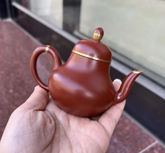 紫砂壺 大紅袍描金工藝經典傳統器 1