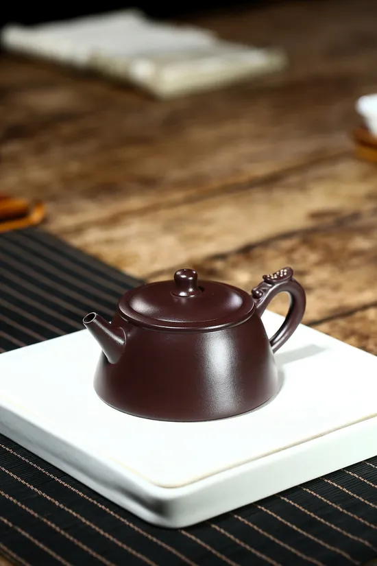 紫砂壺 高工鄒旭敏龍吟作品 紫茄泥280cc收藏投資 1