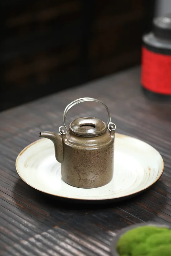 紫砂壺洋桶 鮑玉華柴燒葵金砂茶具 2