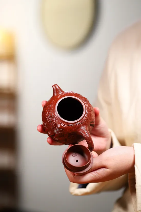紫砂壺龍供春壺袁連雲工藝美術師朱泥大紅袍20cc 2