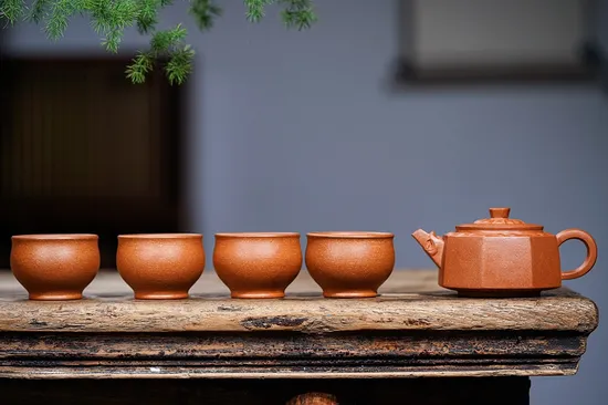 紫砂壺八方龍尊套組 220cc 原礦蟹黃段 胡老師創作 1