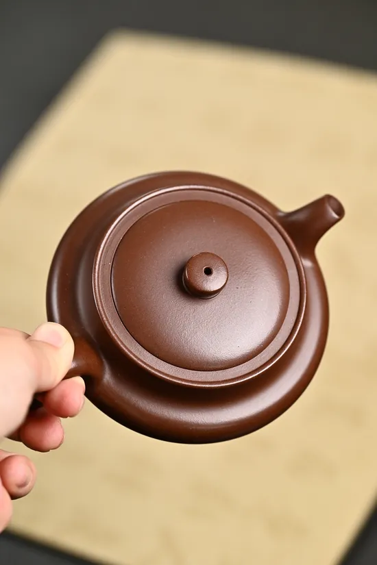 紫砂壺桑盤精工文革老紫泥180cc陳華軍製作 1