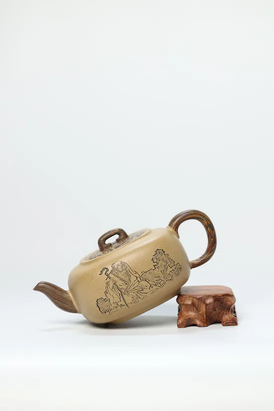 紫砂壺陳月娥老師原礦黃龍山段泥450cc實用砂四方 1