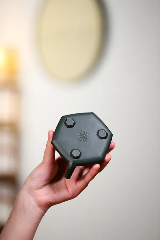 紫砂壺楊軍保六方石瓢原礦綠泥泡茶利器 1