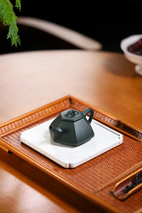 紫砂壺楊軍保六方石瓢原礦綠泥泡茶利器 2