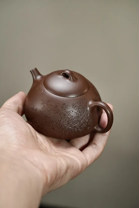紫砂壺老紫泥空香秦權150cc內推7孔 2